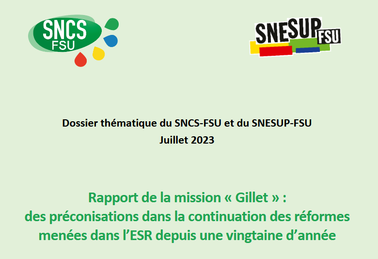 Rapport de la mission "Gillet" : des préconisations dans la continuation des réformes menée dans l'ESR depuis une vingtaine d'année 