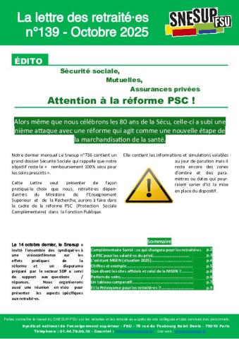 Lettre aux retraité·es n°139 - Octobre 2025