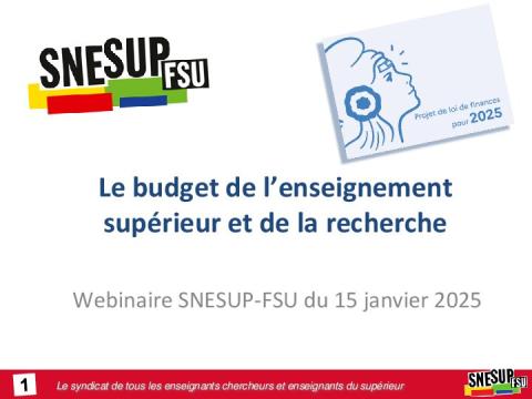 Webinaire sur le budget de l’enseignement supérieur et de la recherche