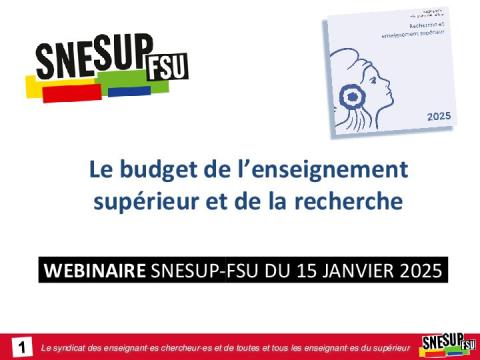 Webinaire sur le budget de l’enseignement supérieur et de la recherche