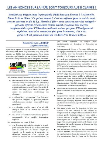 Lettre FDE janvier-février 2025 - Les annonces sur la FDE sont toujours aussi claires ! 