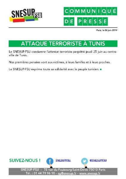 ATTAQUE TERRORISTE À TUNIS - Communiqué de presse du 28 juin 2019