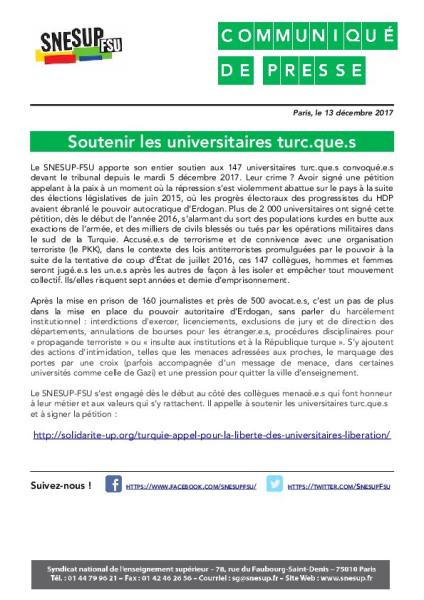 Soutenir les universitaires turc·que·s