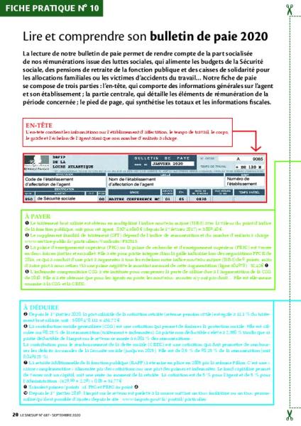 Fiche pratique n° 10 – Lire et comprendre son bulletin de paie 2020