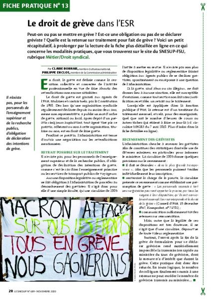 Fiche pratique n° 13 – Le droit de grève dans l’ESR