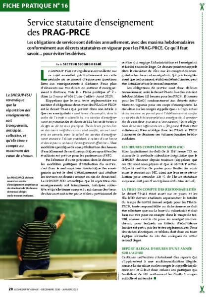 Fiche pratique n° 16 – Service statutaire d’enseignement des PRAG-PRCE