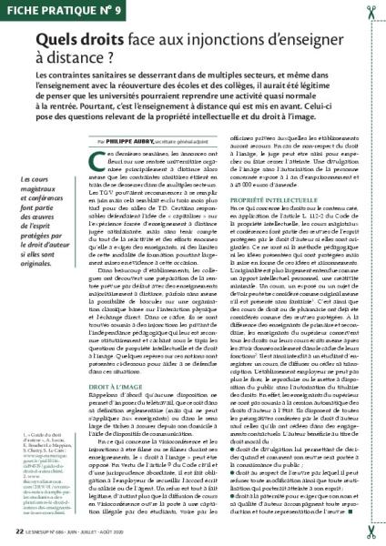 Fiche pratique n° 9 – Quels droits face aux injonctions d’enseigner à distance ?