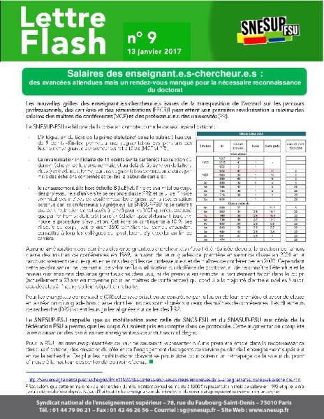 Salaires des enseignant.e.s-chercheur.e.s : des avancées attendues mais un rendez-vous manqué pour la nécessaire reconnaissance du doctorat - Lettre Flash n° 9