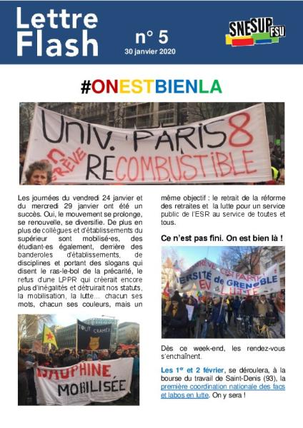 #ONESTBIENLA - Lettre flash n°5 du 30 janvier 2020