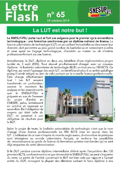 La LUT est notre but ! - Lettre flash N°65