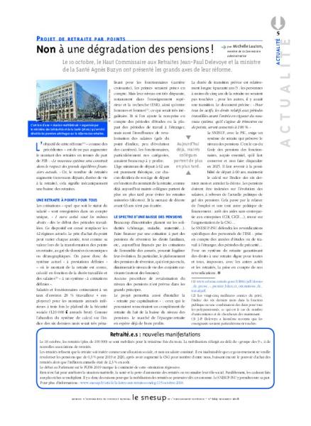 Projet de retraite par points : Non à une dégradation des pensions ! - Par Michelle Lauton Projet de retraite par points : Non à une dégradation des pensions ! - Par Michelle Lauton