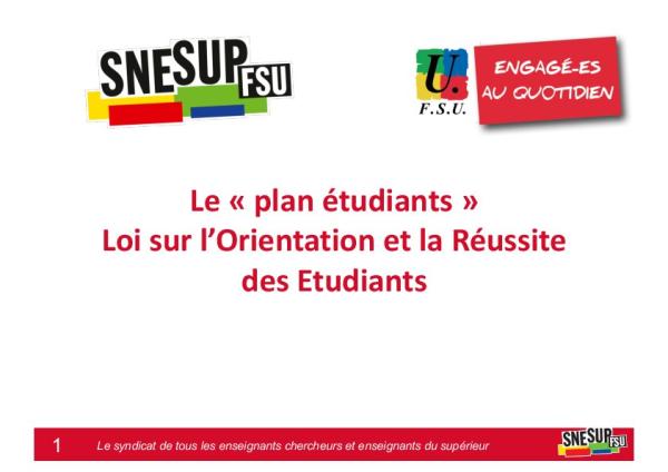 Diaporama de présentation de la réforme de l'accès en licence