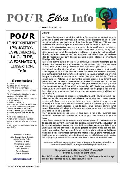 Pour Elles - novembre 2016 Pour Elles - novembre 2016