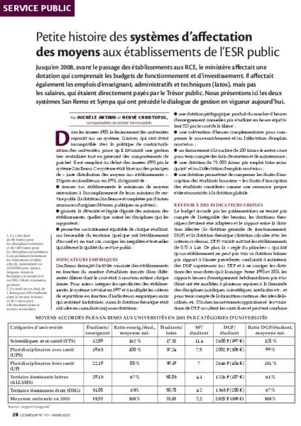 Petite histoire des systèmes d’affectation des moyens aux établissements de l’ESR public