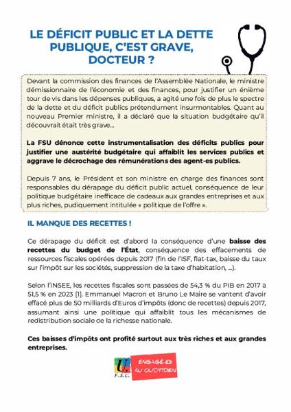 Tracts sur la Dette pour la journée interpro 1er octobre 2024